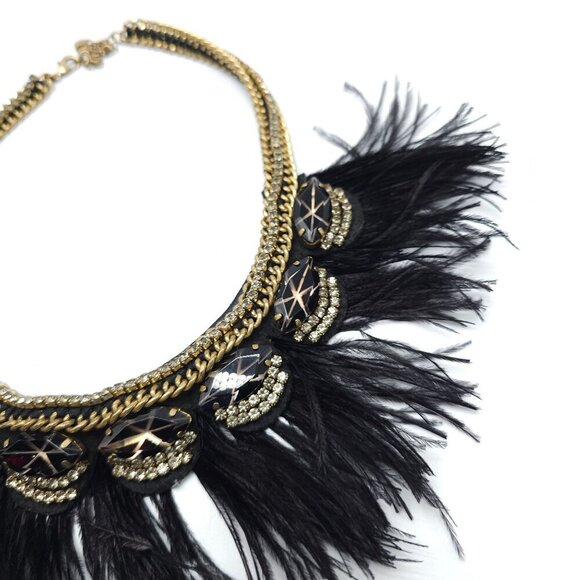 Stella and Dot Harper Feather Statement Necklace With Rhinestone Embellishments - Picture 7 of 9